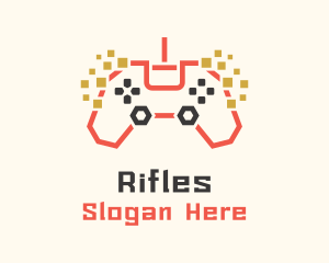 Online Game - Pixel Gamepad Gaming Cafe logo design