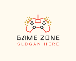 Pixel Gamepad Gaming Cafe logo design