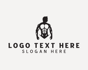 Muscular - Strong Man Bodybuilder logo design