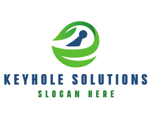 Keyhole - Leaf Security Keyhole logo design