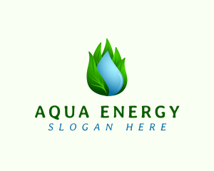 Hydropower - Nature Water Leaf logo design
