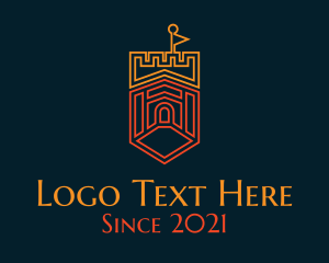 Turret - Orange Gaming Castle logo design
