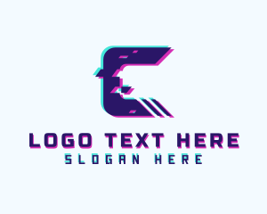 Animation Creative Glitch Letter C logo design