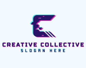 Animation Creative Glitch Letter C logo design