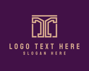 Letter T - Luxury Hotel Door Column logo design