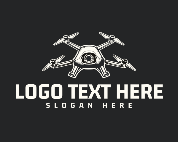 Surveying - Vintage Drone Quadcopter logo design