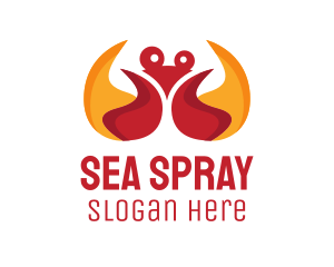 Seafood Flame Crab logo design