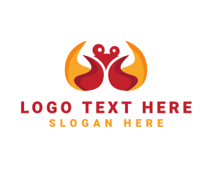 Crab - Seafood Flame Crab logo design