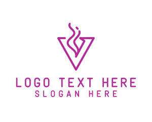 Pink Flame - Pink V Smoke Outline logo design