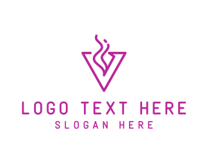 Hookah - Feminine Smoke Vape Letter V logo design