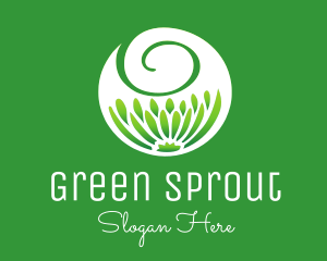 Green Flower Swirl logo design