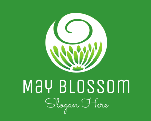 Green Flower Swirl logo design