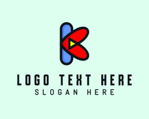 Play Button - Video Streaming Letter K logo design