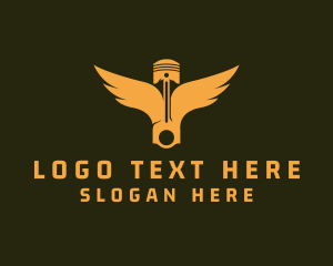 Industrial - Orange Piston Wings logo design