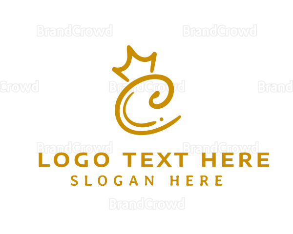 Golden Royal Crown Letter C Logo