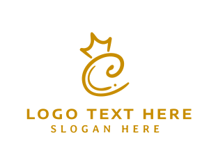 Tiara - Golden Royal Crown Letter C logo design