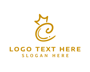 Tiara - Golden Royal Crown Letter C logo design