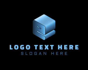 Gradient - 3D Cube Letter E logo design