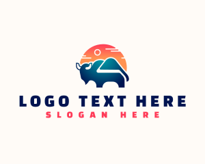 Cattle - Bison Travel Mountain logo design