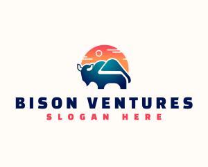 Bison Travel Mountain logo design