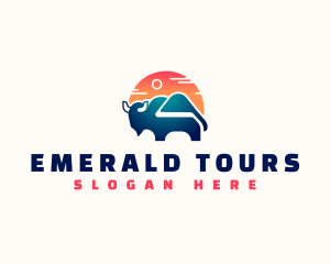 Bison Travel Mountain logo design