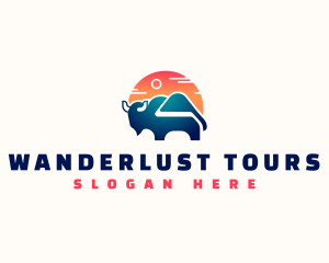 Bison Travel Mountain logo design