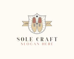 Cobbler - Brogue Shoes Shield logo design