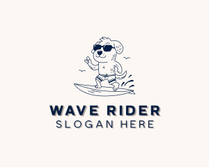 Surfer - Dog Sunglasses Surfing logo design
