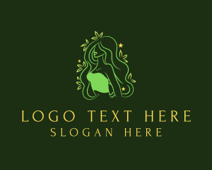 Hairstyling - Green Bohemian Nature Lady logo design