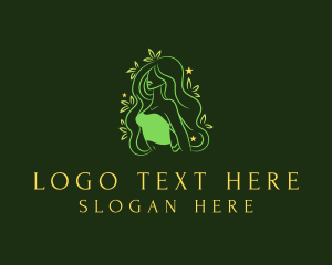Apparel - Green Bohemian Nature Lady logo design