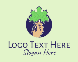 Plant - Maple Leaf Hand logo design