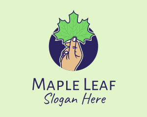 Maple Leaf Hand  logo design