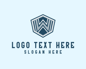 Badge - Industrial Shield Letter W logo design