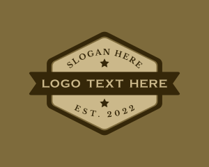 Western - Hexagon Cowboy Ranch Banner logo design