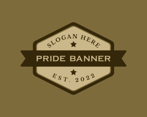 Hexagon Cowboy Ranch Banner logo design