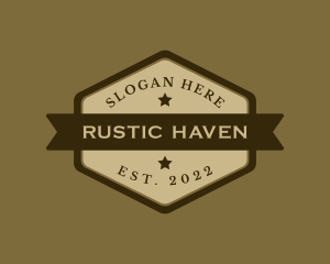 Hexagon Cowboy Ranch Banner logo design