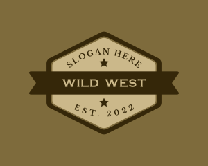 Hexagon Cowboy Ranch Banner logo design