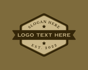 Horse Shoe - Hexagon Cowboy Ranch Banner logo design