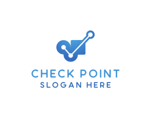 Check - Blue Circuit Check logo design