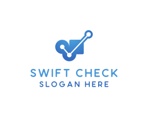 Check - Blue Circuit Check logo design