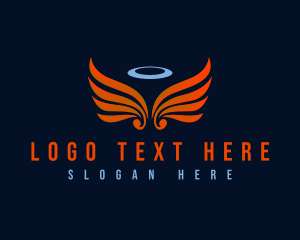 Cherubim - Angel Halo Wings logo design