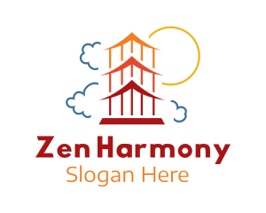 Buddhism - Asian Pagoda Temple logo design