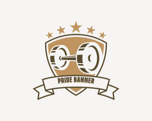 Workout Gym Barbell logo design