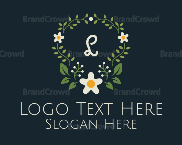 Daisy Floral Wreath Logo