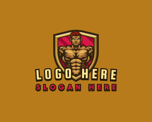Man - Strong Muscle Gaming logo design