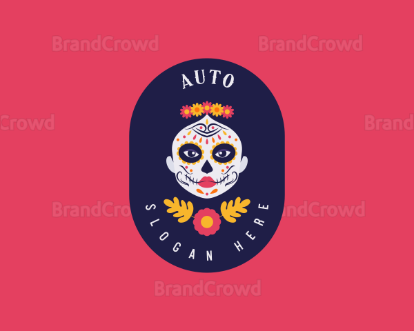 Mexican Catrina Skull Logo