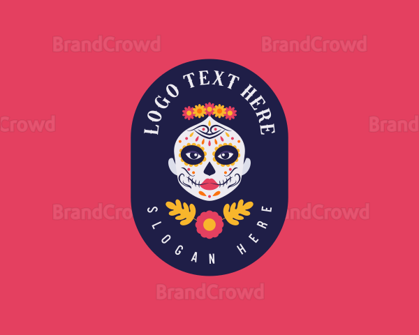 Mexican Catrina Skull Logo