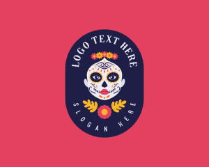 Dia De Los Muertos - Mexican Catrina Skull logo design