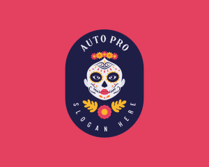 Mexican Catrina Skull Logo