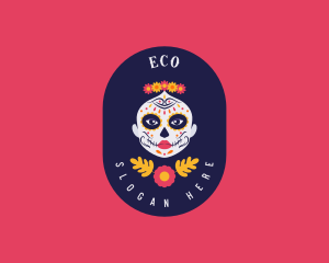 Mexican Catrina Skull Logo